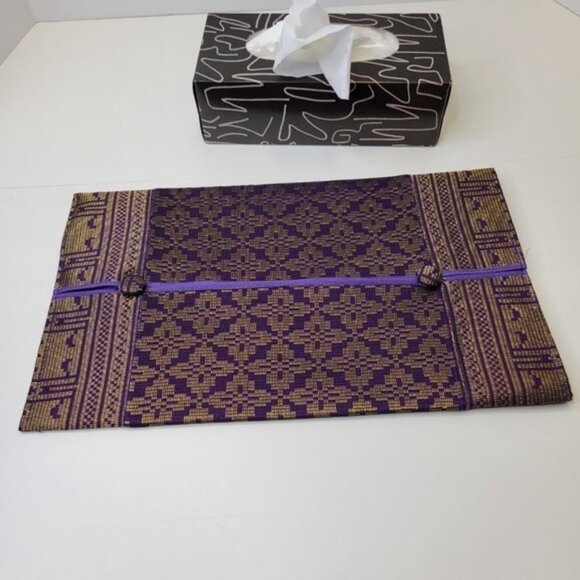 Home Accent Luxurious Tissue Box Purple Songket Tissue Box Cover - Picture 9 of 11
